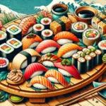 sushi in a plate illustration