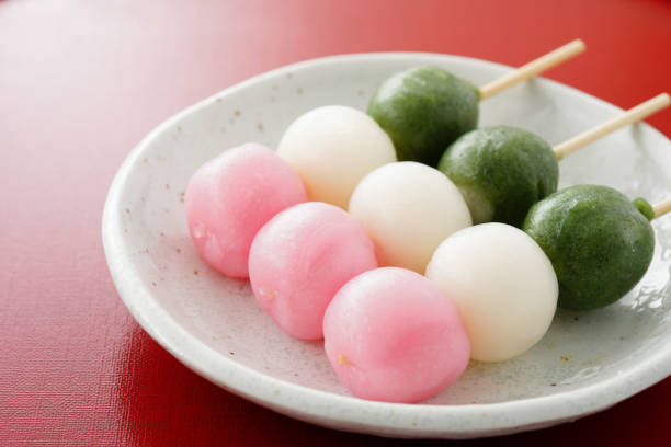 Sanshoku Dango. Three Colored Dumplings.